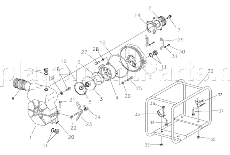 Page A Diagram and Parts List for 073018-0  Briggs and Stratton Water Pump